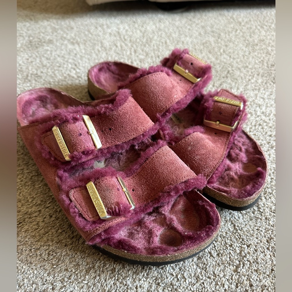Birkenstock Arizona Shearling Suede Leather - Maroon 41